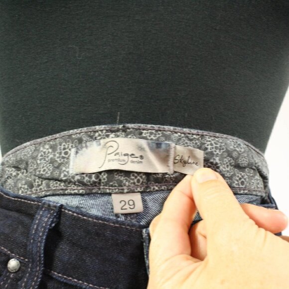 Paige Skyline Jeans Raw Edge Leg Dark Wash 29 - Picture 3 of 5